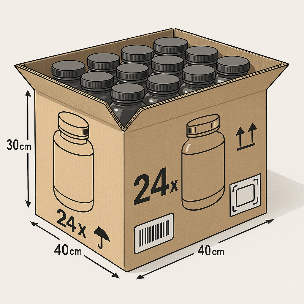 Diagrama de embalagem de garrafas de c&aacute;psula