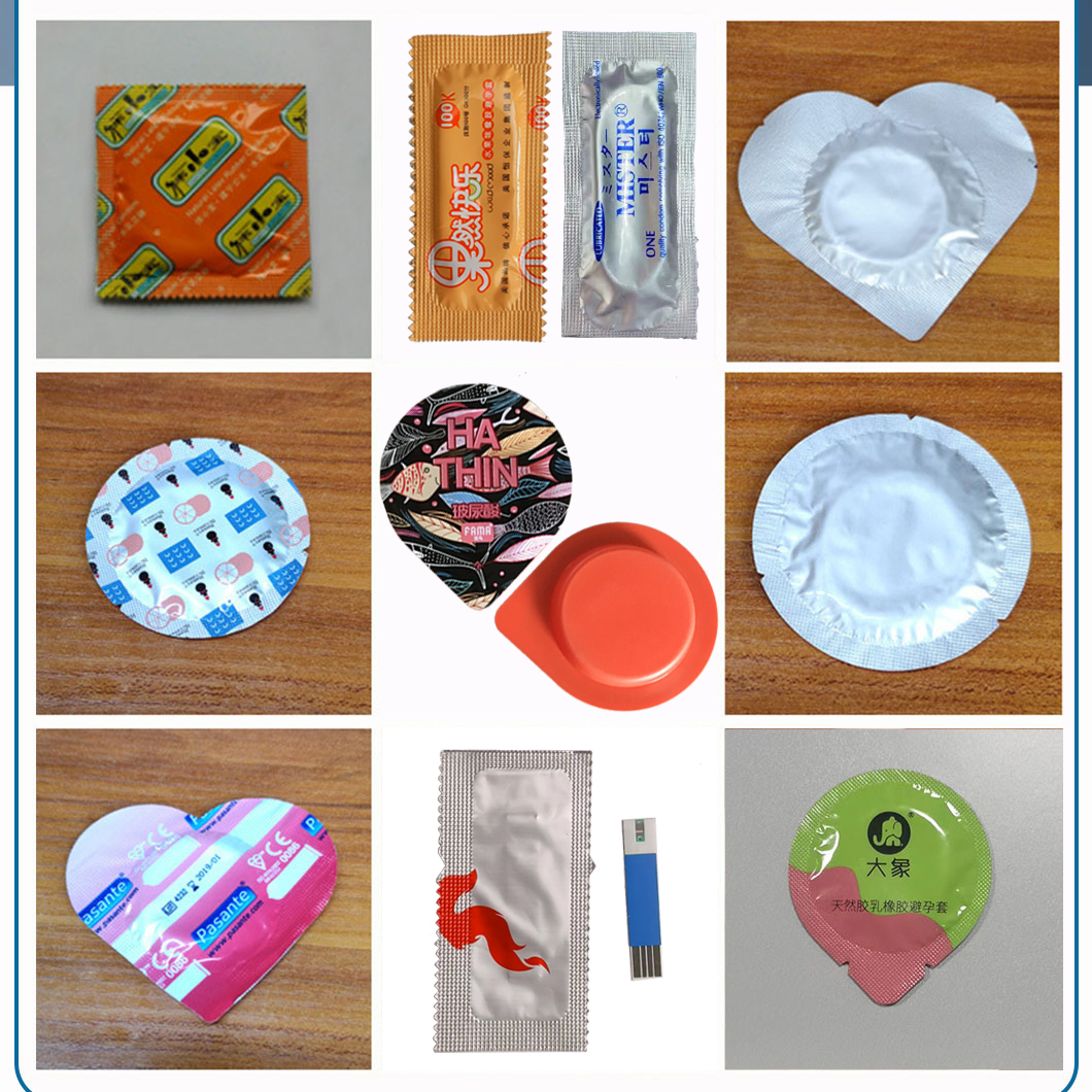 amostra para m&aacute;quina de embalagem de preservativos